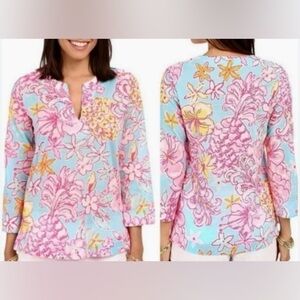 Lilly Pulitzer Amelia Island Breakwater Blue Lolita Tunic Top